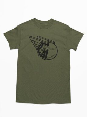 NEW Cleveland Guardians Wing G Ball Logo T-Shirt MILITARY ARMY GREEN
